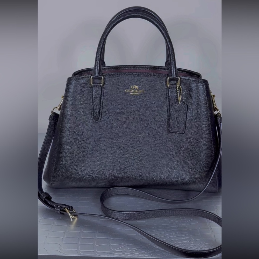 Coach Margot Carryall black leather satchel